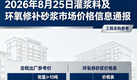 会文镇2026年8月25日灌浆料及环氧修补砂浆市场价格信息通报